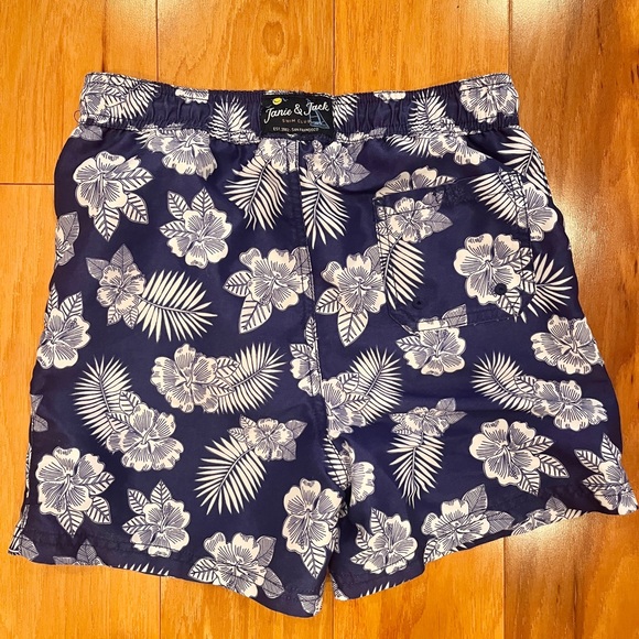 Janie and Jack Navy Floral Swim Trunk - Picture 3 of 4